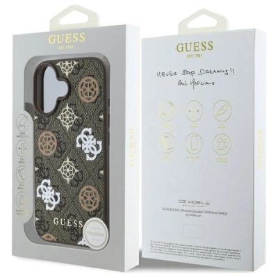 8. Guess 4G Printed Stripes MagSafe iPhone 16 Case - Brown