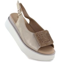 Women's sandals on a thick platform, gold Potocki SZ12590