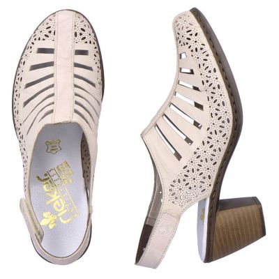 29. Rieker W RKR49B beige leather high heel sandals