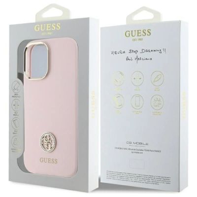 8. Guess Silicone Logo Strass 4G case for iPhone 16 - light pink