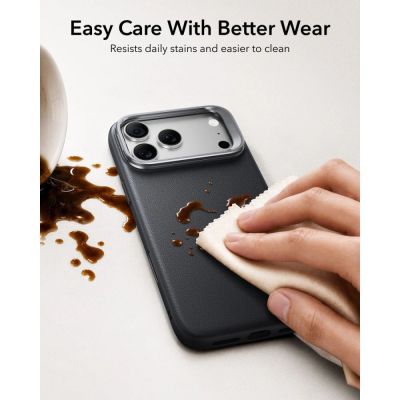 5. ESR Leather Kickstand MagSafe Case for iPhone 18 Pro Max / 17 Pro Max - Black