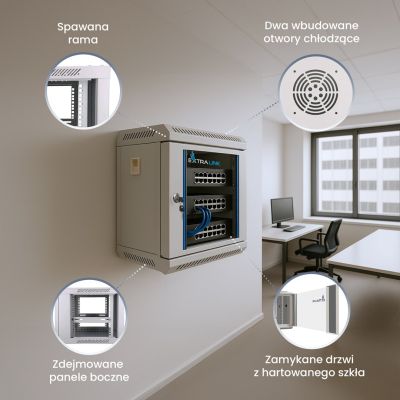 12. Extralink - 4U 10" wall-mounted cabinet, gray