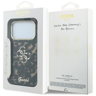 8. Guess IML 4G Script Metal Case for iPhone 17 Pro Max / 18 Pro Max - Black and Brown