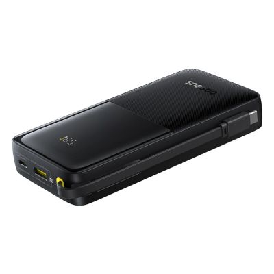 4. Baseus Bipow 2 20000mah 20W Powerbank with Digital Display with Built-in USB-C Cable - Black