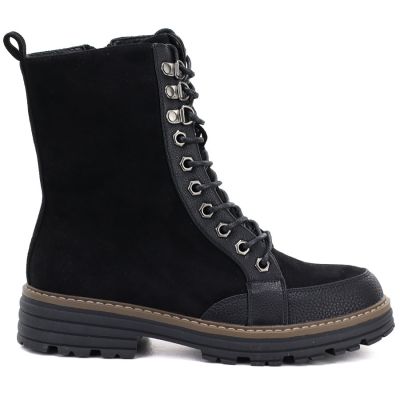 Women's suede ankle boots, black, M.Daszyński SA259-4