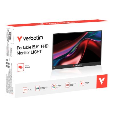 6. Verbatim Portable 15.6" FHD Monitor LIGHT Portable Monitor Black 39.6 cm (15.6") LCD 1920 x 1080 px