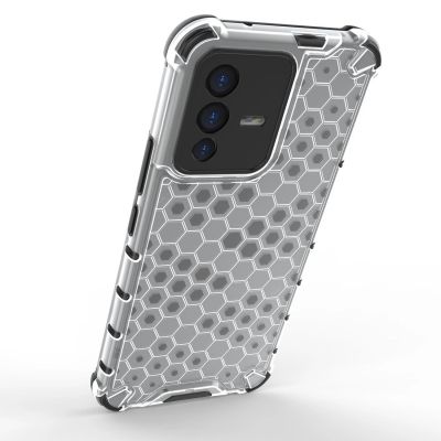 6. Honeycomb case armored cover with a gel frame for Vivo V23 5G transparent