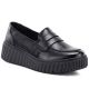Black leather wedge moccasin shoes Vinceza 133135