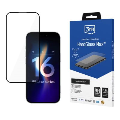 3mk HardGlass Max Black Full Coverage Reinforced Tempered Glass for iPhone 16 Pro Max