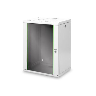 10. Digitus Unique 19" 16U wall-mounted network cabinet 600x450, glass door, gray, undivided, assembled, 100kg