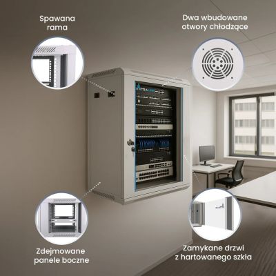 15. EXTRALINK WALL-HUNG RACK CABINET 12U 600X450 GRAY