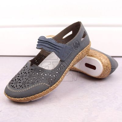 7. Rieker W RKR648 blue leather openwork shoes