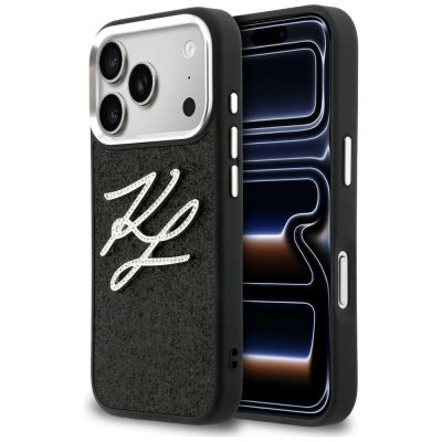 Karl Lagerfeld IML Glitter KL Diamond Logo Case for iPhone 17 Pro - Black