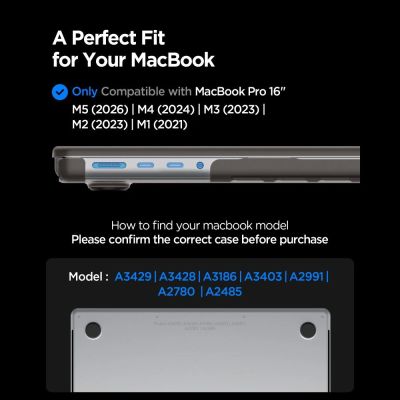 10. Spigen AirSkin Case for MacBook Pro 16" 2021 / 2023 / 2024 / 2025 / 2026 - Semi-Transparent