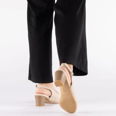 21. Beige leather open-toe pumps Rieker 44651-60