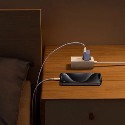 12. Baseus GaN5 30W USB-C EU Wall Charger with Purple Cable Baseus Dynamic 3 USB-C 100W 1m - Purple