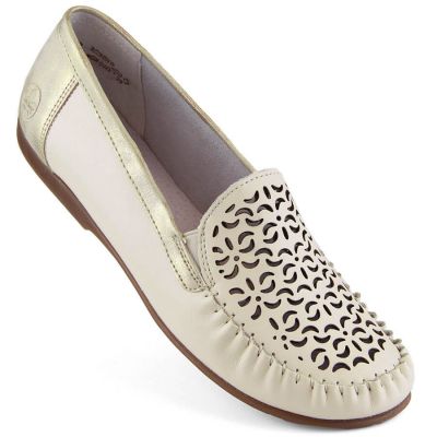 16. Rieker W RKR658 comfortable leather openwork shoes, beige