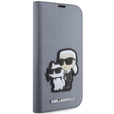 5. Karl Lagerfeld KLBKP14LSANKCPG iPhone 14 Pro 6.1" bookcase silver/silver Saffiano Karl & Choupette