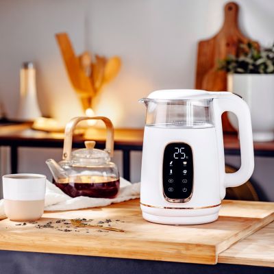 13. Adler AD 1305WG electric kettle 1.7 l 2200 W Transparent, Gold, White