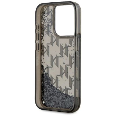 7. Karl Lagerfeld Liquide Glitter Monogram Gradient iPhone 15 Pro Max Case - Black