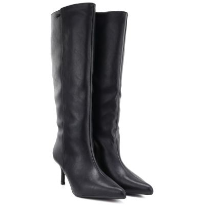 4. Women's leather boots with a high heel, insulated, black Big Star UU274497