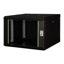 Digitus Unique 19" 7U 600x600 wall-mounted network cabinet, glass door, black, undivided, assembled, 100kg