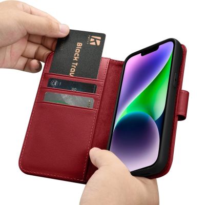 16. iCarer Wallet Case 2in1 Cover iPhone 14 Plus Anti-RFID Leather Flip Cover Red (WMI14220727-RD)