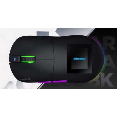17. HATOR Quasar 3 Ultra 8K Wireless Gaming Mouse Ambidextrous RF Wireless + Bluetooth + USB Type-A Optical 30000 DPI