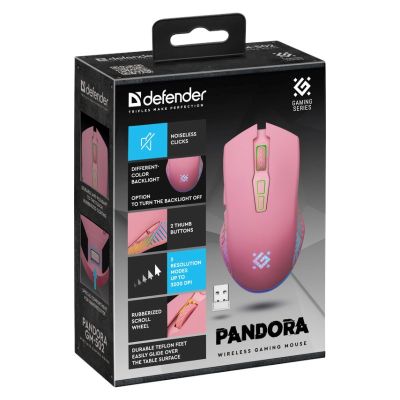 5. Defender Wireless Mouse Pandora GM-502 RF 3200DPI 7P Pink 52501