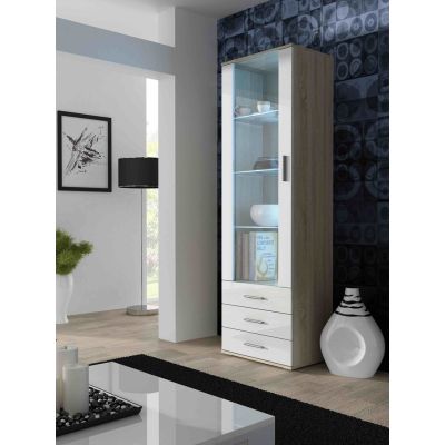 SOHO S1 display cabinet, Sonoma oak/gloss white