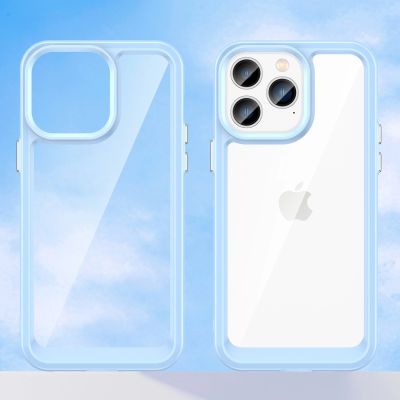 8. Outer Space Case iPhone 14 Pro hard cover with a gel frame blue