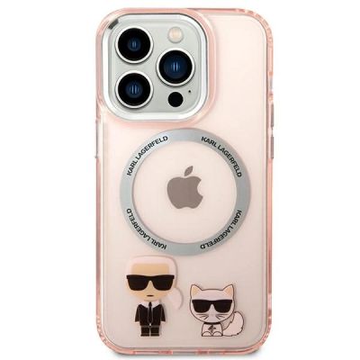 3. Karl Lagerfeld KLHMP14LHKCP iPhone 14 Pro 6.1" hardcase pink/pink Karl & Choupette Aluminum Magsafe