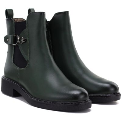 8. Women's ankle boots, insulated, green, M.Daszyński SA252-7