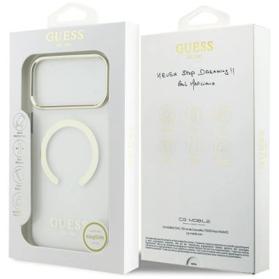 8. Guess Metal Outline MagSafe Case for iPhone 17 Pro Max / 18 Pro Max - Gold