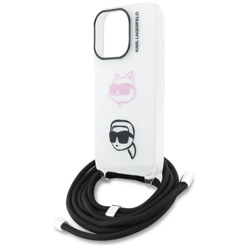 5. Karl Lagerfeld IML Crossbody Karl&Choupette Head Case for iPhone 16 Pro - White