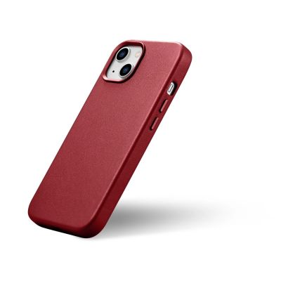 8. iCarer Case Leather case cover made of natural leather for iPhone 14 Plus red (compatible with MagSafe)