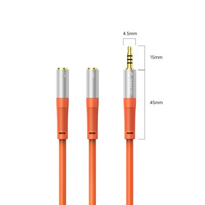 2. Orico AX2-10 audio cable 3.5mm minijack splitter for headphones and microphone 1m cable - orange
