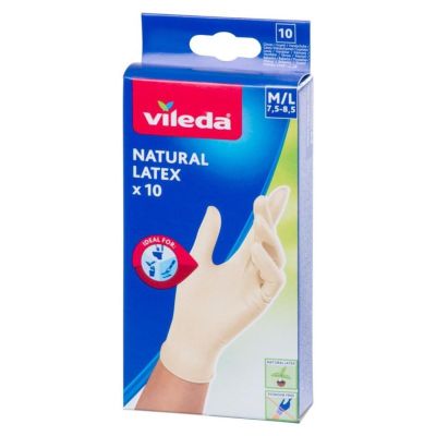 Vileda Natural Latex Latex Gloves S/M 10 pcs.