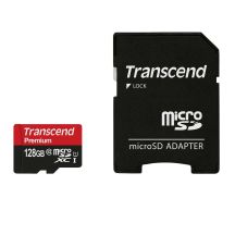 SD microSD Card 128GB Transcend SDXC UHS1 w/adapter