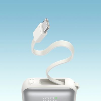 13. Joyroom JR-PBF27 10000mAh 22.5W Powerbank with Built-in USB-C and Lightning Cables - White