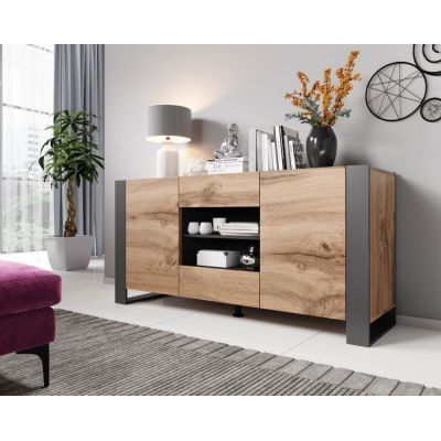 4. Chest of drawers WOOD 164/44/80 wotan oak + anthracite