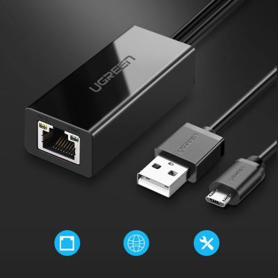 2. Ugreen 30985 external network card for Chromecast with micro USB / USB-A connectors 100Mb/s 1m - black