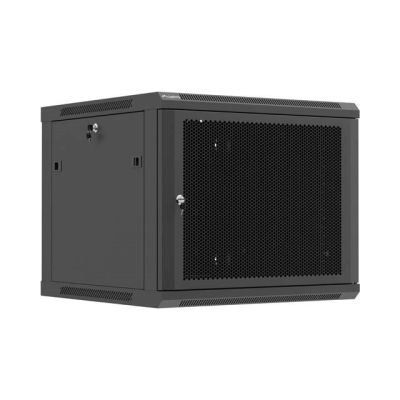 Lanberg 19" 9U 600x600 black wall-mounted rack cabinet with perforated doors (flat pack)
