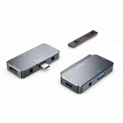 8. HUB Tech-Protect V6 4in1 USB-C - USB-A 3.0 / USB-C PD100W / HDMI / mini jack 3.5mm - gray