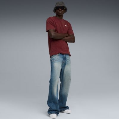 5. Puma Ess Elevated Relaxed Wash Tee Burgundy 688048 96