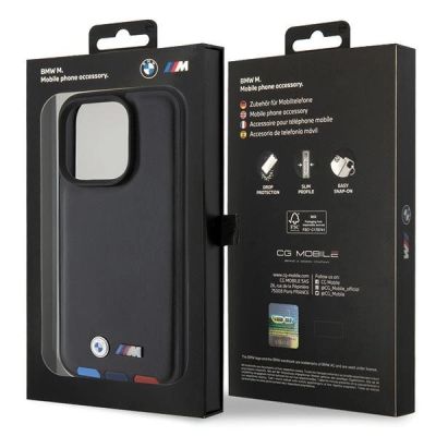 8. BMW BMHCP15L22PTDK iPhone 15 Pro 6.1" black/black Leather Stamp Tricolor