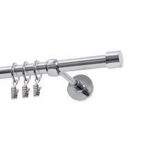 Single Curtain Rod Ø 19 mm Chrome 200 cm LUNA with Rings KOWALSKI