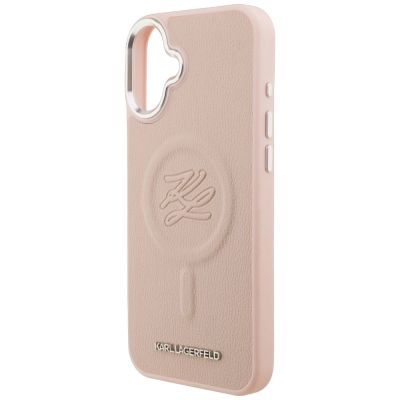 6. Karl Lagerfeld Initial & Metal Logo MagSafe Case for iPhone 16 Plus - Pink