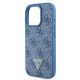 6. Guess Leather Metal Logo Strass Crossbody Case for iPhone 16 Pro Max - Blue