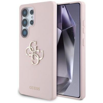 Guess Silicone Big 4G Logo Bottom Script Case for Samsung Galaxy S25 Ultra - Pink